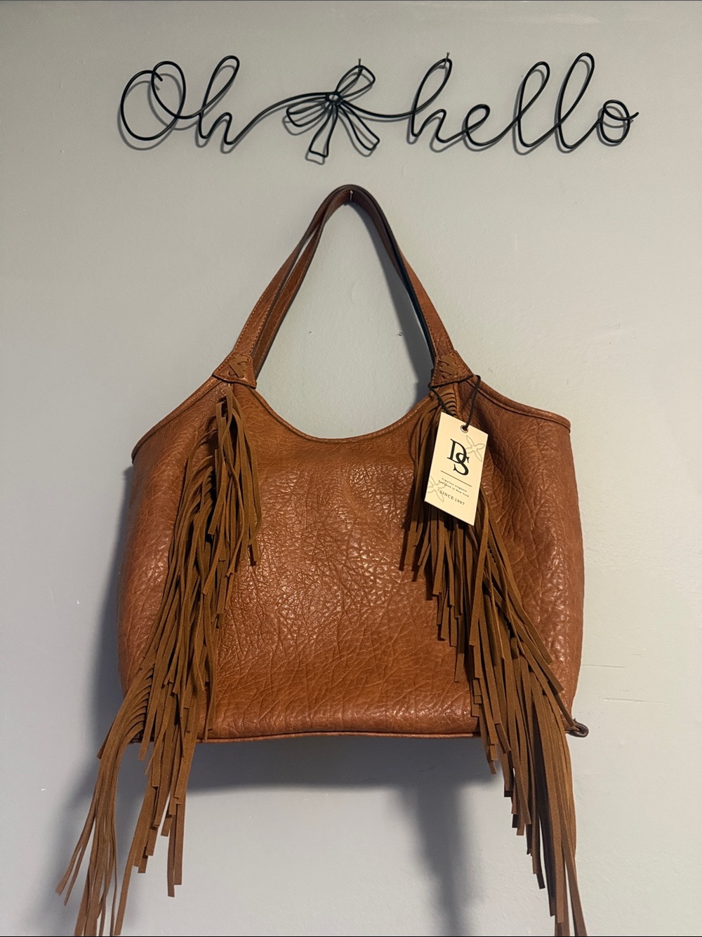 Fringe Tote Shoulder Bag - Brown